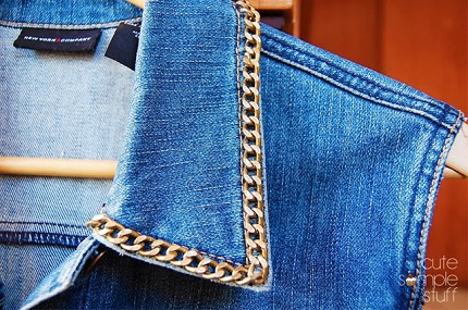 Tutorial: Metal chain collar denim vest refashion