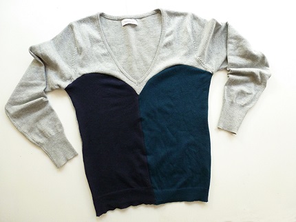 Tutorial: Color blocked sweatheart neck sweater