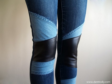 Tutorial: Add leather and denim patchwork knees to your jeans