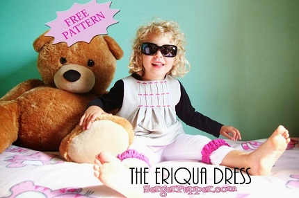 Free pattern: Little girl's Eriqua Dress with inverted pleat bodice