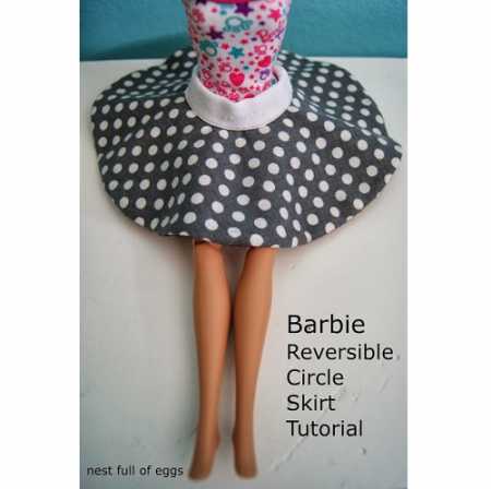 Tutorial: Reversible circle skirt for a Barbie