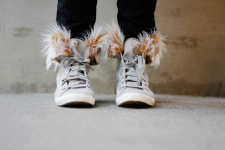 Tutorial: Removable fur cuffs for high top shoes