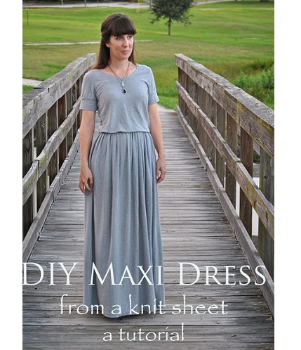 Tutorial: Maxi dress from jersey knit sheet