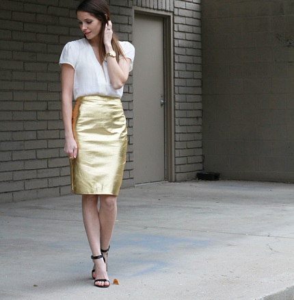 Tutorial: Metallic gold pencil skirt