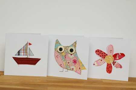 Tutorial: Scrap fabric appliqued greeting cards