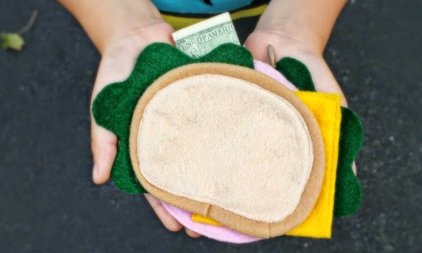 Tutorial: Felt sandwich lunch money wallet