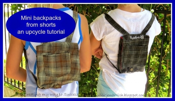 Tutorial: Mini backpacks made from shorts