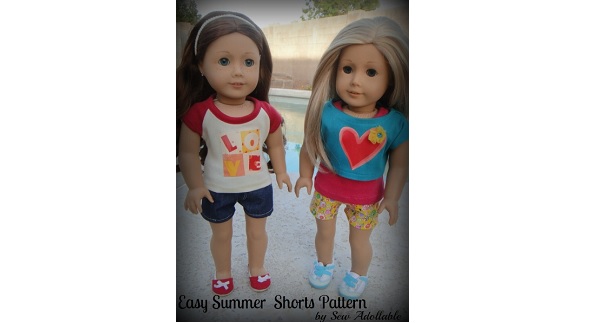 Free pattern: Easy sew summer shorts for an American Girl doll