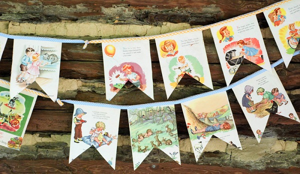 Tutorial: Vintage cloth baby book bunting