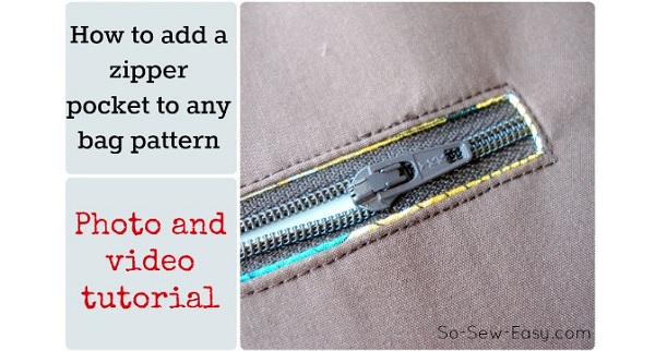 Tutorial: Add a zippered pocket to a purse pattern