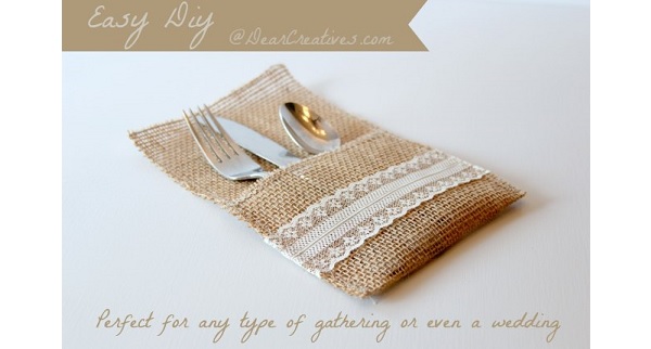 Tutorial: Burlap and lace utensil holders