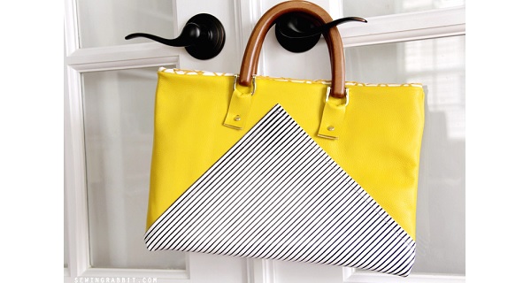 Tutorial: Yellow and stripes leather bag