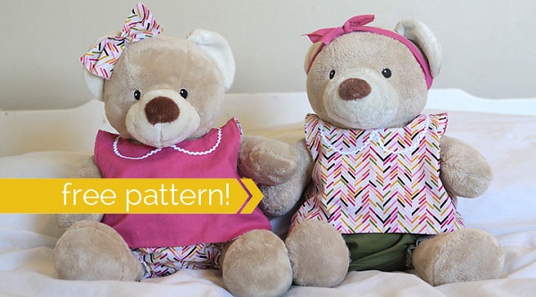 Free pattern: Teddy bear pinafore and bloomers