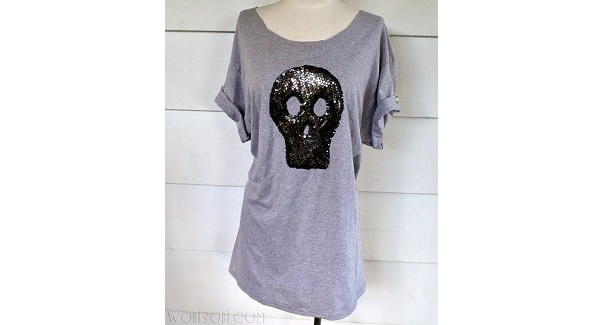 Tutorial: DIY sequin skull t-shirt, no sewing required