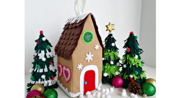 Tutorial: Felt gingerbread house tissue cover or softie