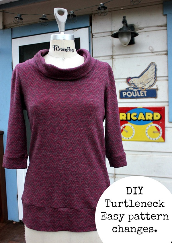 Tutorial: Make a turtleneck using a t-shirt pattern