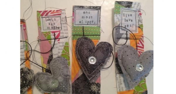 Tutorial: Scrappy patchwork bookmarks with a heart charm