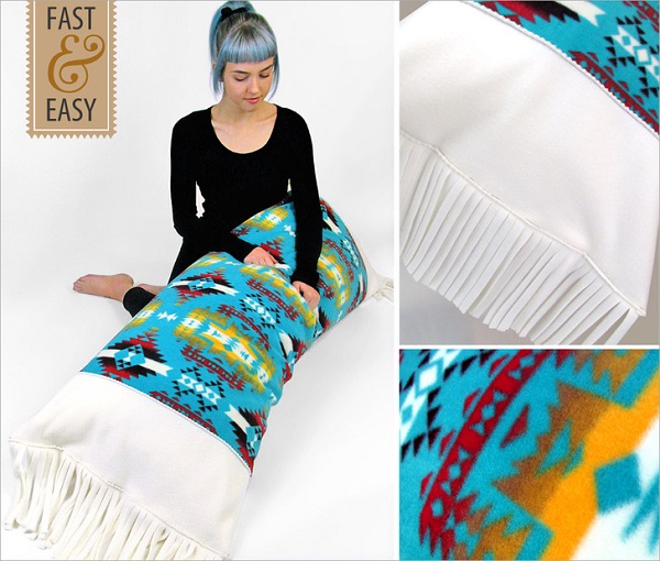 Tutorial: Fringed fleece body pillow