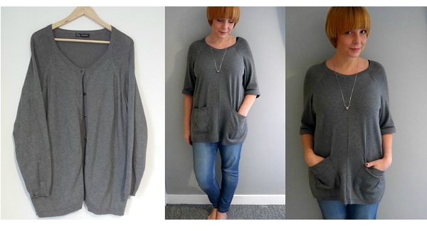 Tutorial: Refashion an oversized cardigan to a chic sweater tunic