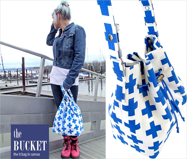 Free pattern: Cinch top canvas bucket bag