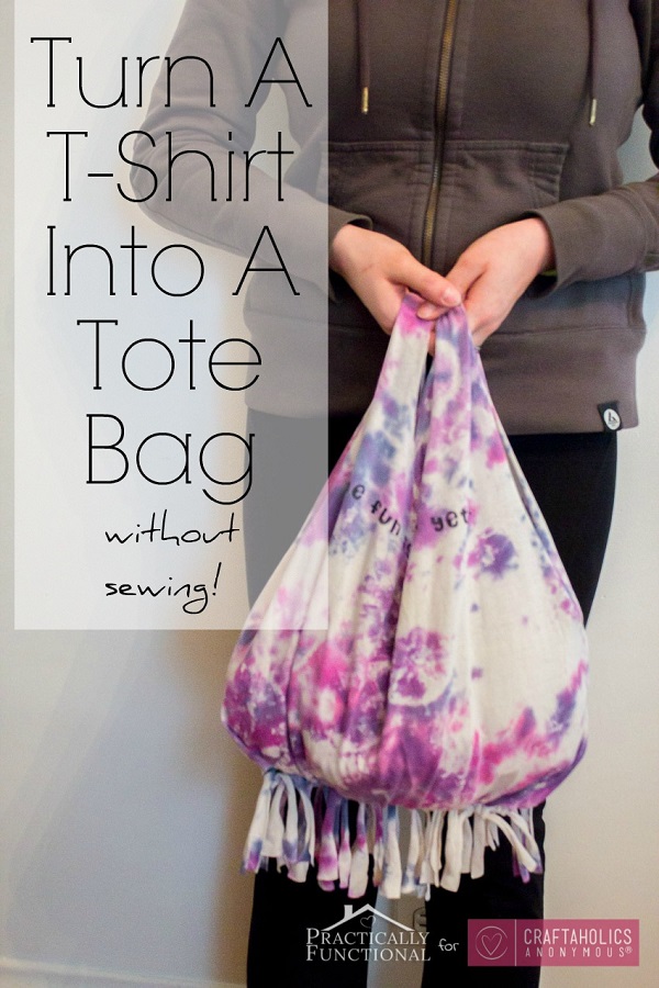 Tutorial: No-sew fringed t-shirt tote