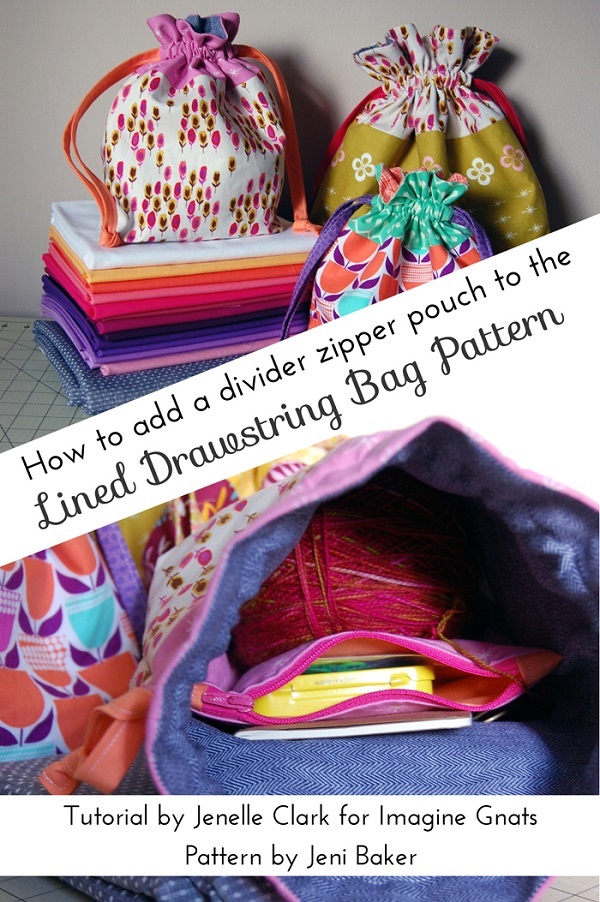 Tutorial: Zippered pocket divider for a drawstring bag