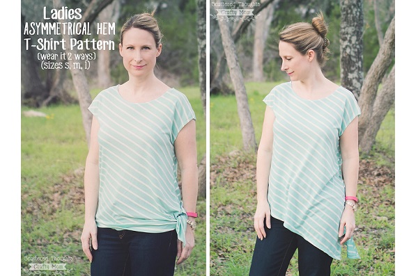 Free pattern: Womens asymmetrical top that can be worn 2 ways