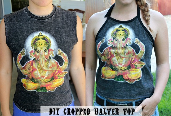 diyhaltertopTutorial: Make a cropped halter top from an old t-shirt