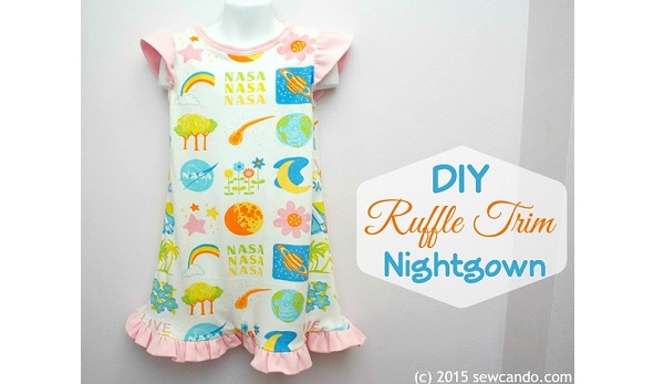 Tutorial: Little girls ruffle trim nightgown