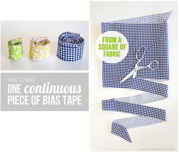 Tutorial: Continuous bias tape from a square of fabric