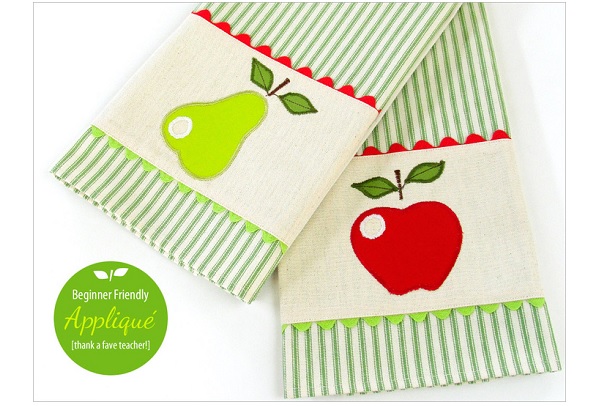 Tutorial: Pear and apple kitchen towels