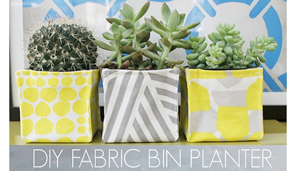 Tutorial: Mini fabric planter or organizer bins