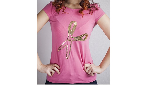 Tutorial: No-sew sequin scissors tee