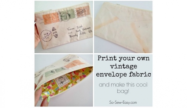 Tutorial: Vintage envelope zippered pouch