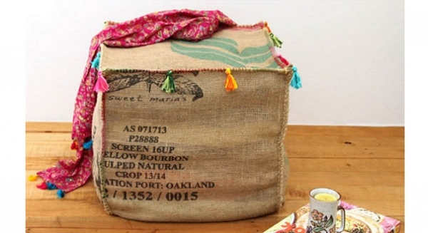 Tutorial: Burlap coffee bag ottoman