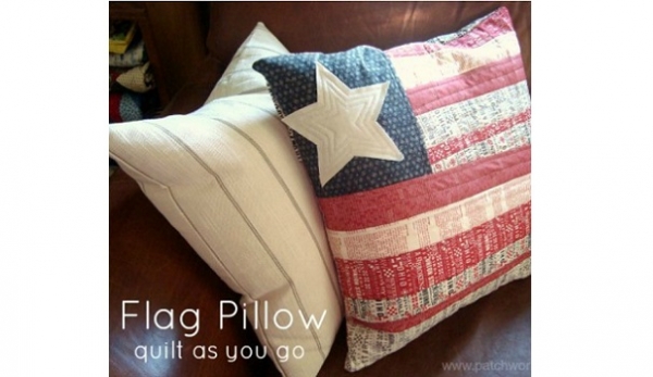 Tutorial: Quilt as you go flag pillow