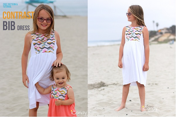 Free pattern: Girls summer dress with a contrast bib bodice