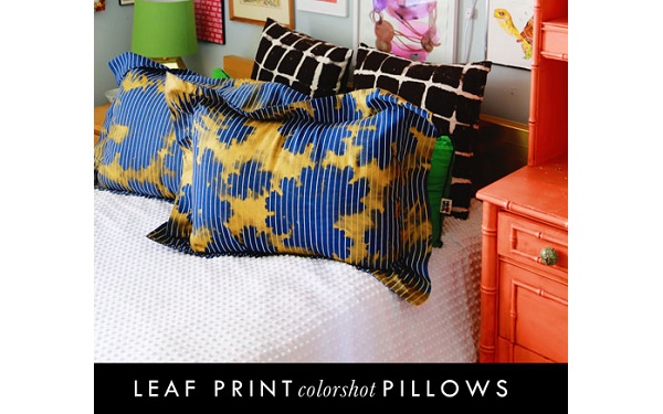 Tutorial: Metallic reverse stencil leaf print pillowcases