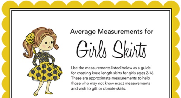 Freebie: Girls' skirts sizing chart