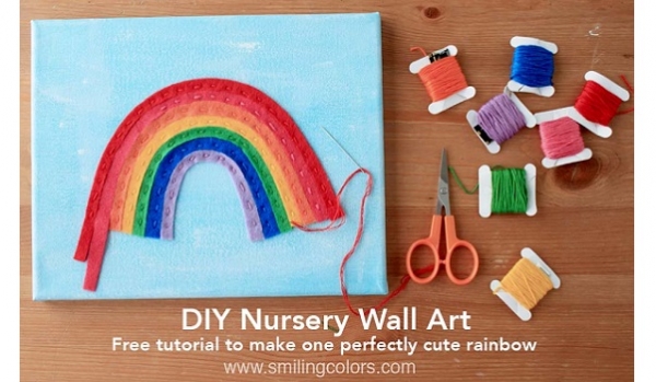 Tutorial: Stitched rainbow wall art