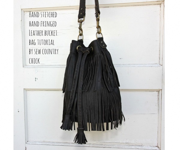 Tutorial: Fringed leather bucket bag