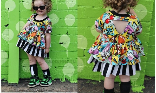 Free pattern: Little girls Nova Dress with triangle cut out back