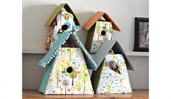 Tutorial: Scrap fabric birdhouses