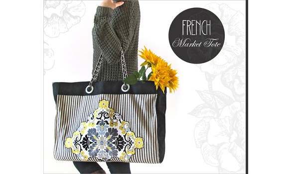 Tutorial: Jumbo French market tote with Chanel-inspired chain handles