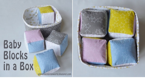 Tutorial: Soft fabric baby blocks in a box