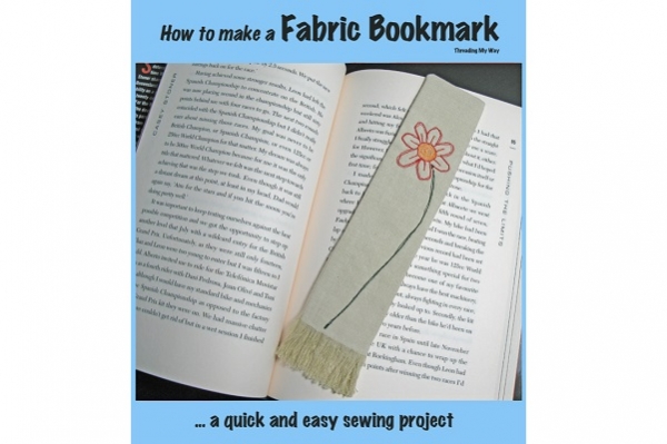 Tutorial: Fringed fabric bookmark with a stitched flower