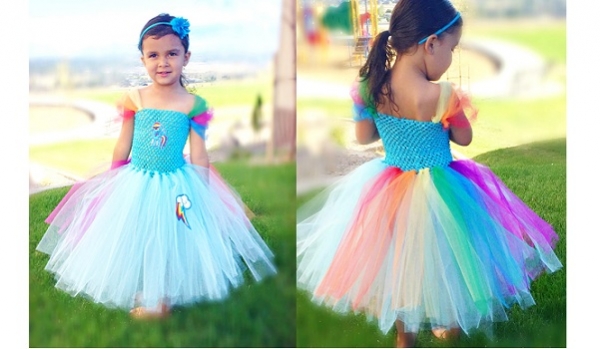 Tutorial: No-sew Rainbow Dash tutu costume