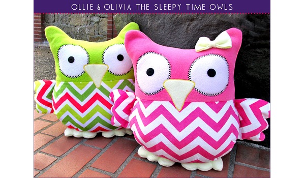 Free pattern: Ollie & Olivia Sleepy Time Stuffed Owls