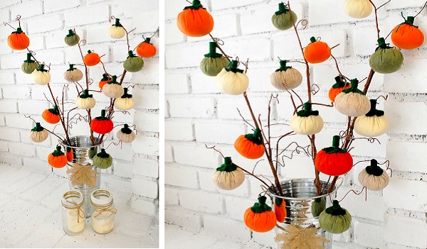 Tutorial: Mini felt pumpkin tree