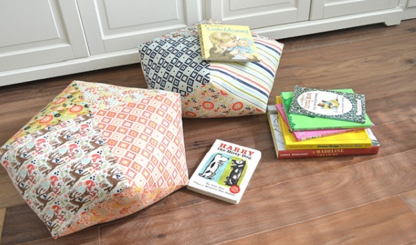 Tutorial: Patchwork floor pillows from pre-cut fabric squares